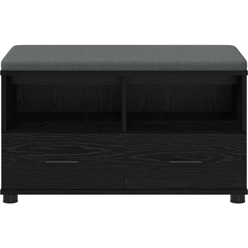  Klupa za hodnik s jastukom s policom Crni Hrast 80 x 38 x 46 cm Slike