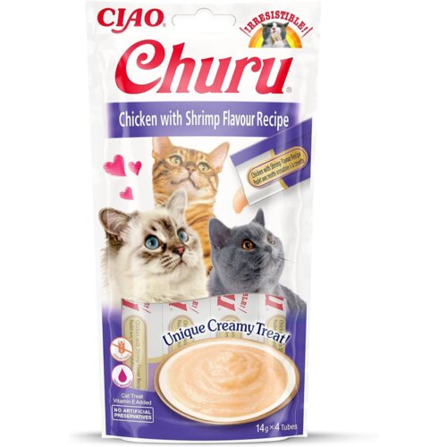 Inaba kremasta poslastica za mačke churu, piletina i škampi, 14g Cene