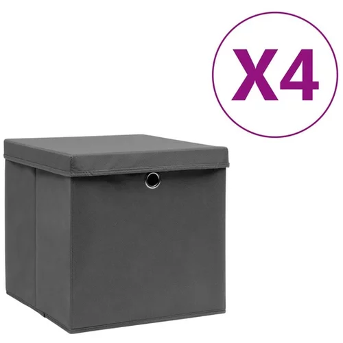  Škatle s pokrovi 4 kosi 28x28x28 cm sive