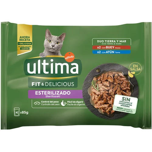  76 + 20 gratis! 96 x 85 g Ultima Cat Sterilized - Sterilized: govedina i tuna