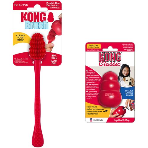Kong Ekonomični komplet: Classic + četka za či&amp;scaron;ćenje - Classic S (7 cm) + četka za či&amp;scaron;ćenje S-XXL Slike