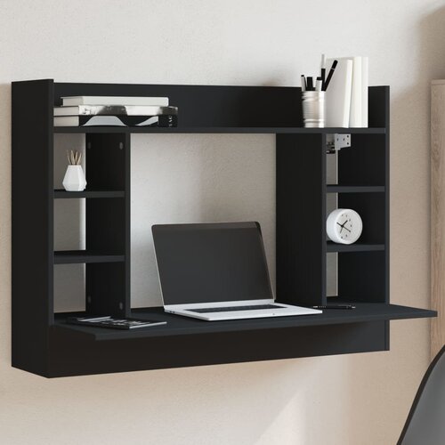 VidaXL Zidni radni stol crni 105 x 48 x 75 cm od konstruiranog drva Slike