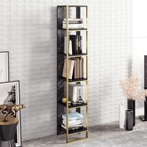 Woody Fashion Polka - Black knjižna omara, (20863612) Slike