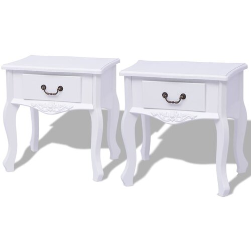 Furnova Nočna Omarica 2 kosa MDF Bele Barve, (21925866) Slike