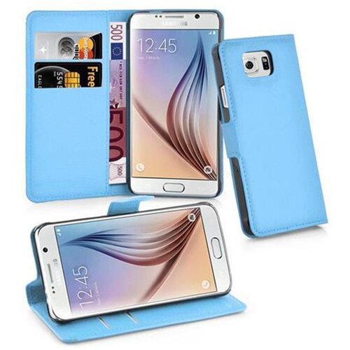 Cadorabo Ohi&scaron;je, združljivo z Samsung Galaxy S6 v nebesno modra - Za&scaron;čitni ovitek z magnetnim zapiranjem, stoječo funkcijo in režo za kartice, (20557088) Cene