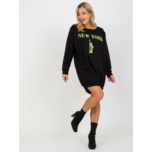 Fashion Hunters Black and green oversize long sweatshirt Cene