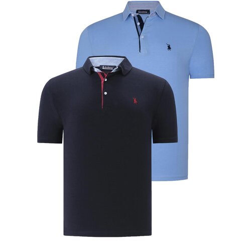 Dewberry DUAL SET T8582 MENS T-SHIRT-NAVY BLUE-LIGHT BLUE Slike