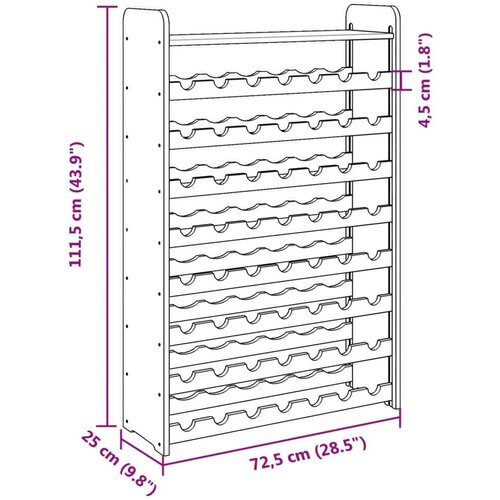 vidaXL Stojalo za vino z zgornjo ploščo 72,5x25x111,5cm trdna borovina Cene