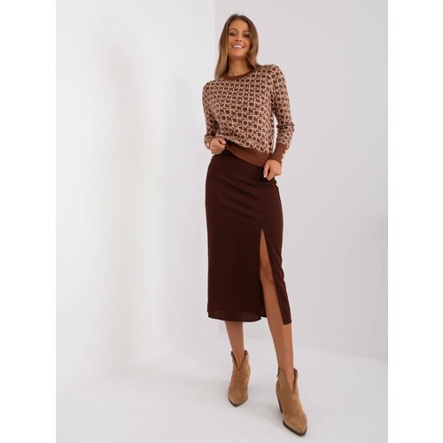 Fashion Hunters Skirt-LK-SD-509445.72P-dark brown Cene