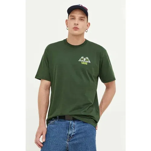 Vans Bombažna kratka majica zelena barva