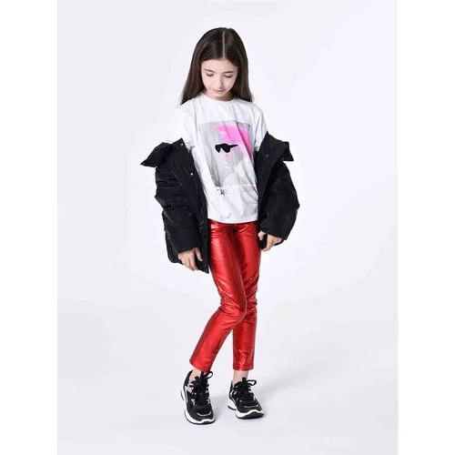 Karl Lagerfeld Kids Hlače iz tkanine Z14219 S Rdeča Skinny Fit