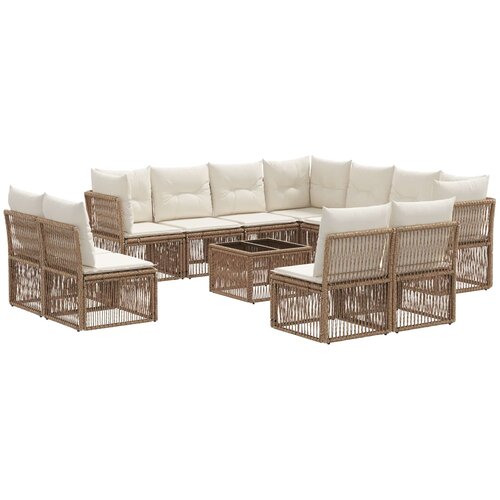 vidaXL Vrtna sedežna garnitura 12 pcs Bež poli ratan, (5000272362) Cene