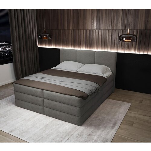 MID.YOU POSTELJA BOXSPRING 180 cm x 200 cm , les, tekstil, leseni material antracit Slike