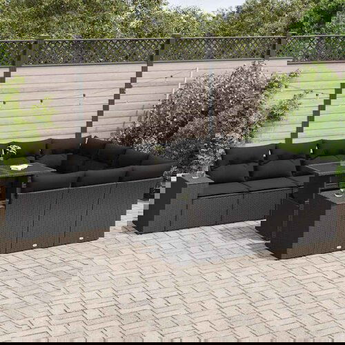 vidaXL 11-dijelni set vrtnih sofa od poliratana s jastucima crni Cijene