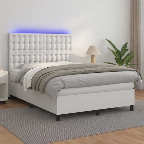  box spring s madracem LED bijeli 140x190 cm umjetna koža Cene