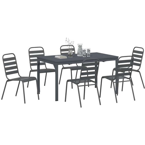  Vrtni set za objed 7 pcs Antracit Čelik s prahom Slike