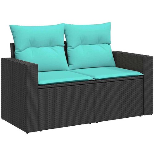  Vrtna garnitura - 6-dijelni set vrtnih sofa s jastucima crni od poliratana bagrem - Crna 1 Slike