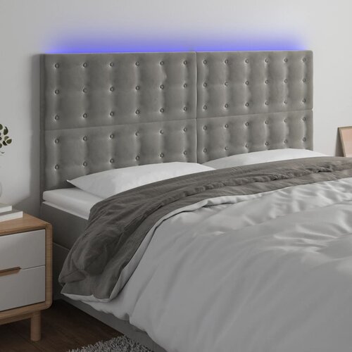 VidaXL LED uzglavlje svjetlosivo 200x5x118/128 cm bar&amp;scaron;unasto Slike