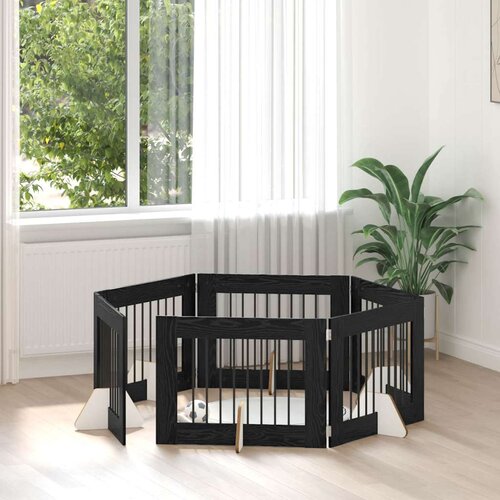  Vrata za pse z stojali 6 pcs Črni hrast 80 x 60 cm, (5000232674) Cene