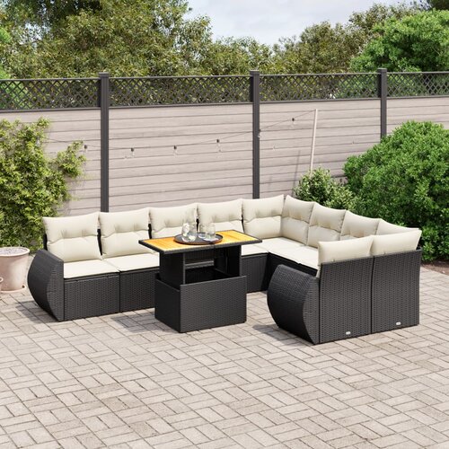 vidaXL 10-dijelni set vrtnih sofa s jastucima crni od poliratana Cijene