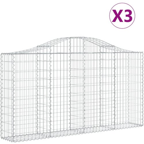  Lučne gabionske ko&amp;scaron;are 3 kom 200x30x100/120cm pocinčano željezo Slike