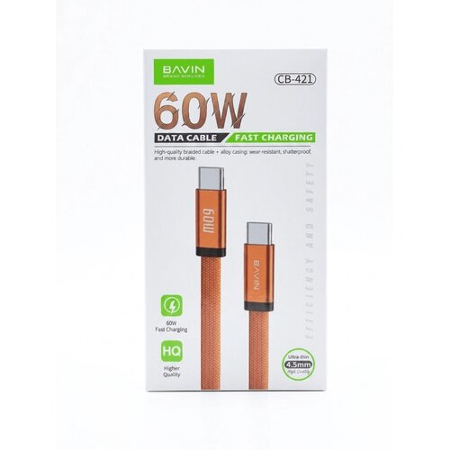 BAVIN kabl 60W Type C na Type C 120cm narandžasta - CB421 Slike