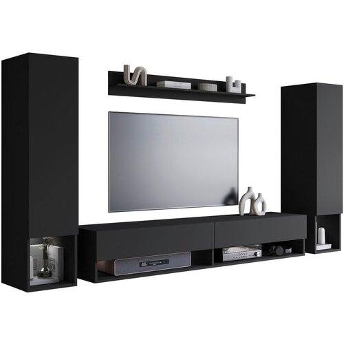 P & B Dnevni Regal Amadeo 2, Črna, 4-Delno Cene