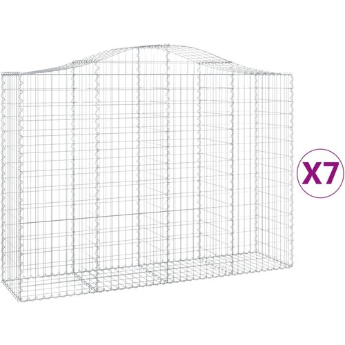 vidaXL Obokane gabion košare 7 kosov 200x50x140/160cm pocinkano železo, (20757962) Cene