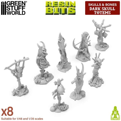 Green Stuff World Demonic Skull Totems Set | Set demonskih totema od lobanja (8 kom, 1:48–1:35 razmera) Cene