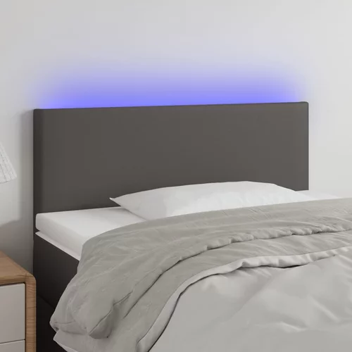 vidaXL LED posteljno vzglavje sivo 90x5x78/88 cm umetno usnje