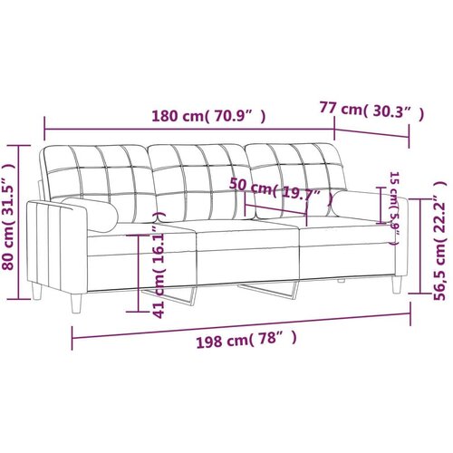 vidaXL Kavč trosed z blazinami temno siv 180 cm blago Cene