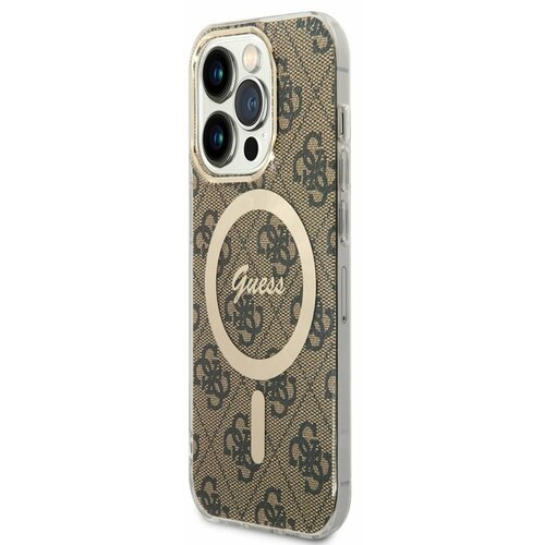 Guess IML 4G MagSafe Zadn&iacute; Kryt pro iPhone 14 Pro Brown Ovitek za telefon Vijolična Cene