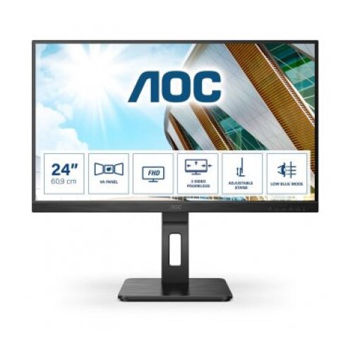 AOC Monitor 60,5 cm (23,8") 24P2QM 1920x1080 75Hz VA 4ms VGA DVI HDMI DisplayPort 4xUSB3.2 Pivot Zvočniki 6H sRGB127% AdaptiveSync, (21550640) Cene