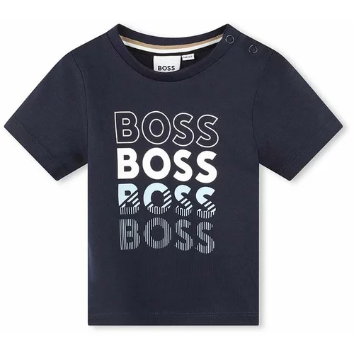 Boss Otroška bombažna majica mornarsko modra barva