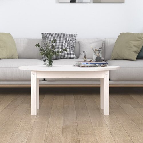 VidaXL Stolić za kavu bijeli 80 x 40 x 35 cm od masivne borovine Slike