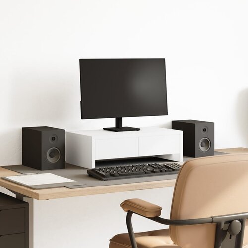  Stalak za monitor s ladicama bijeli 50 x 27 x 15 cm drveni Cijene