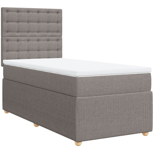 VidaXL Krevet s oprugama i madracem smeđesivi 100 x 200 cm od tkanine Slike