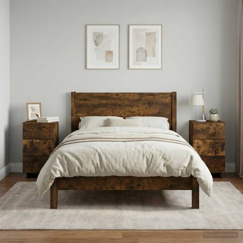  Noćni ormar 2 pcs Dimljeni hrast 33,5 x 34,5 x 60 cm Slike