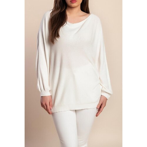Fenzy Plus Size Pulover S Čipko, Bel Cene