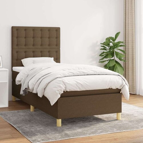  Box spring postelja z vzmetnico temno rjava 80x200 cm blago, (20899985) Slike