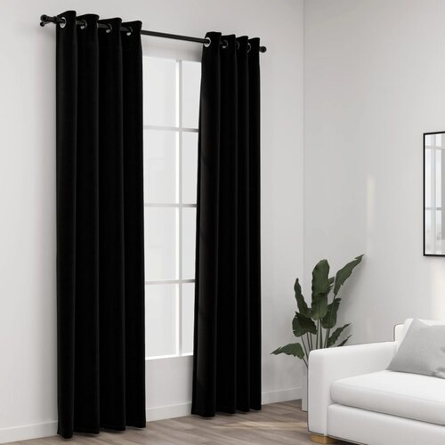 vidaXL Zavjese za zamračivanje s prstenima 2 kom crne 140 x 245 cm Cijene