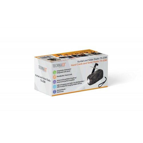 Technaxx TX-238 prenosni solarni AM/FM radio z ročno dinamo ročico, LED svetilko in powerbankom 2000 mAh Slike