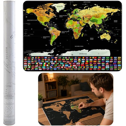  Karta svijeta s grebalicom za putnike 82 x 59 cm Slike