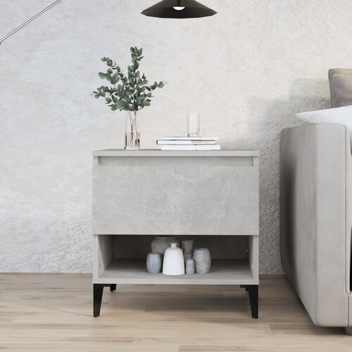 VidaXL Stranska mizica betonsko siva 50x46x50 cm inženirski les Slike