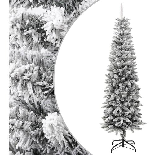 VidaXL Ozka umetna novoletna jelka s snegom 180 cm PVC in PE Slike