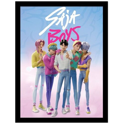 KPop Demon Hunters Uokvirena slika Saja Boys - grupni portret, 30 x 40 cm Slike
