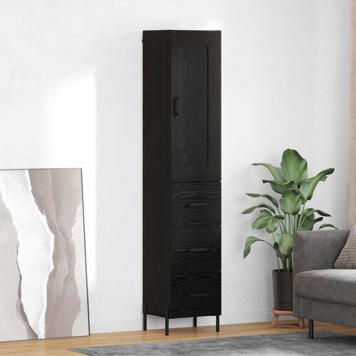 VidaXL Highboard Crni hrast 34,5 x 34 x 180 cm Konstruirano drvo Slike