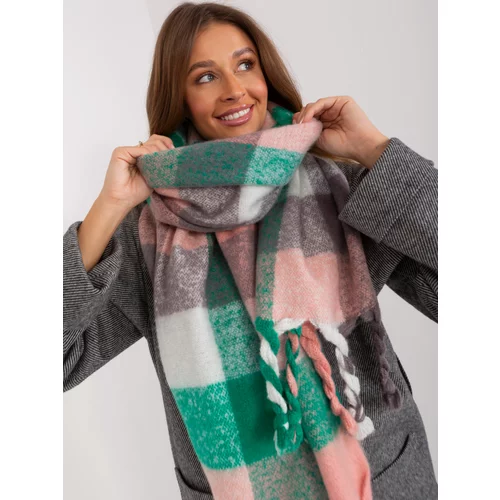 Fashion Hunters Green-gray long checkered women's scarf