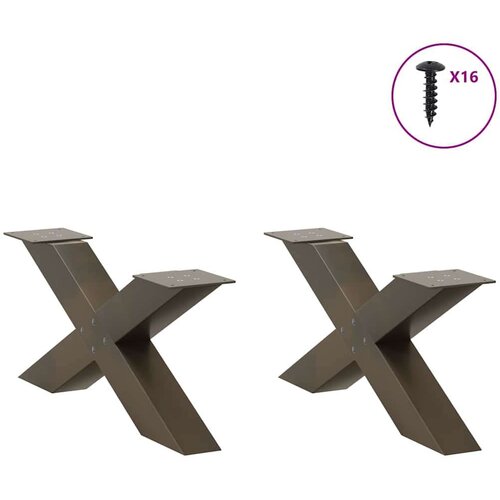  Noge za stolić X-oblika 2 kom prirodni čelik 70x(30-31)cm čelik Slike