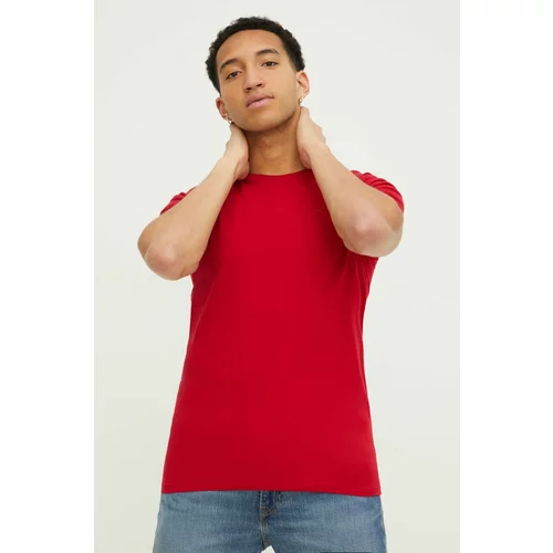 Hollister Co. Bombažna kratka majica moški, rdeča barva